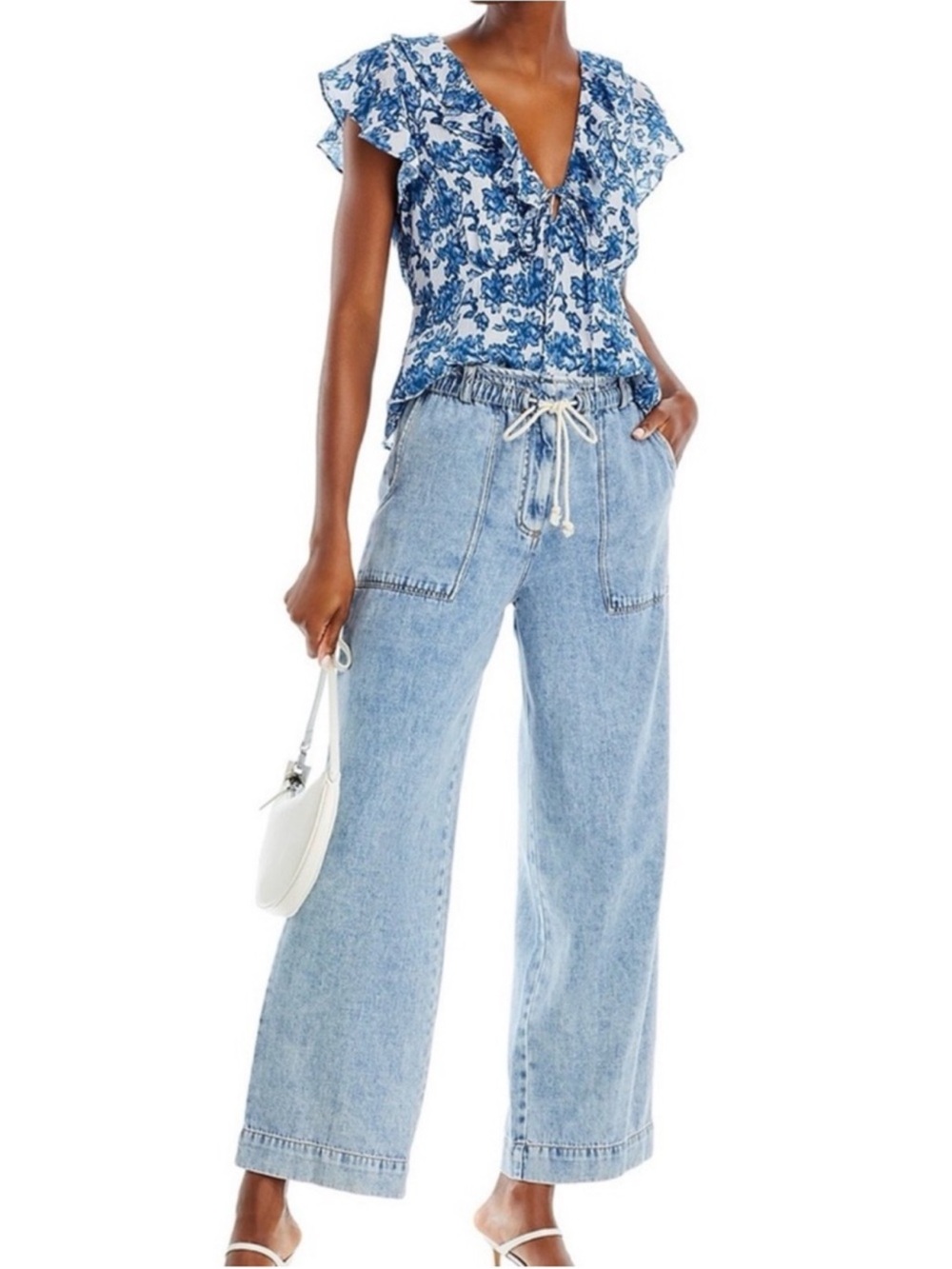 NEW RAILS Ryan Wide Leg Denim Trouser Pants.  Drawstring Waist.  Size M - Picture 11 of 11